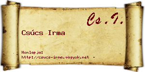 Csúcs Irma névjegykártya
